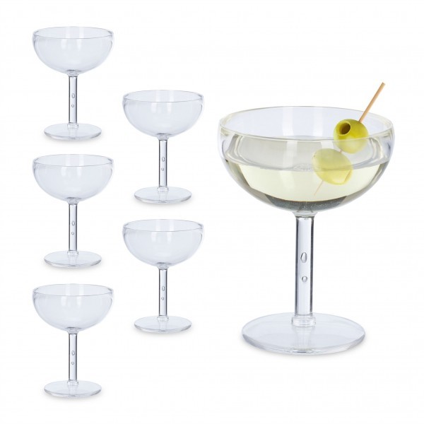 Relaxdays - Cocktailschalen Kunststoff 6er Set, ca. 15,5 x 12,5 cm, Transparent