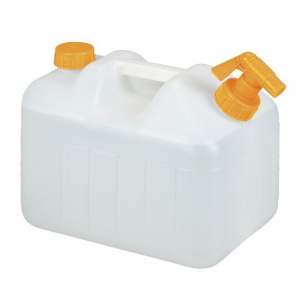 Relaxdays - Wasserkanister mit Hahn, 10 Liter, Orange/Weiss