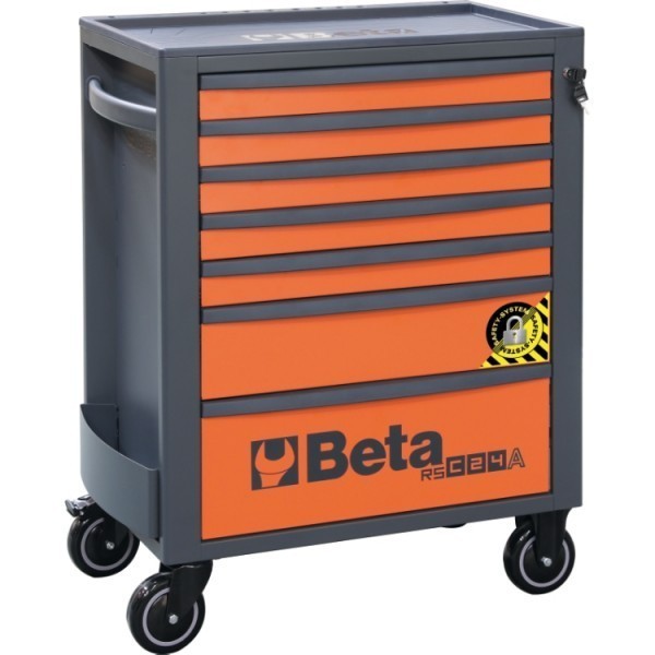 BETA Werkzeugwagen Schubladen Front Orange Seitlich Anthrazit Mit 7 Schubladen 588X367 Mm