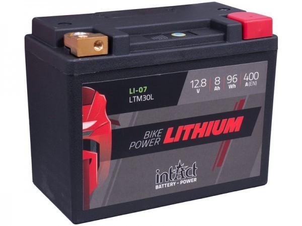 intAct LI-07 (LTM30L), Lithium Motorradbatterie 12,8V 8Ah