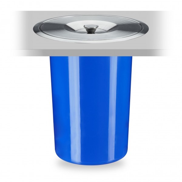 Relaxdays - Mülleimer für Arbeitsplatte 8 Liter, Blau/Silber