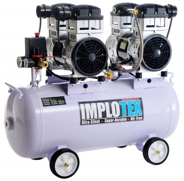 IMPLOTEX - Flüsterkompressor Leisekompressor 65dB, 3000W, 4PS Silent, 560L/min, ölfrei ,Kompressor , Druckluftkompressor