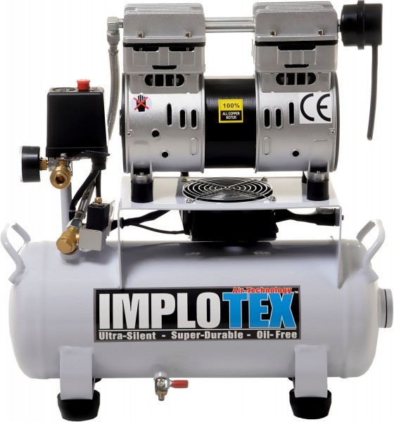 IMPLOTEX - Flüsterkompressor 850W 14L Silent Druckluftkompressor nur 55dB leise ölfrei flüster Kompressor
