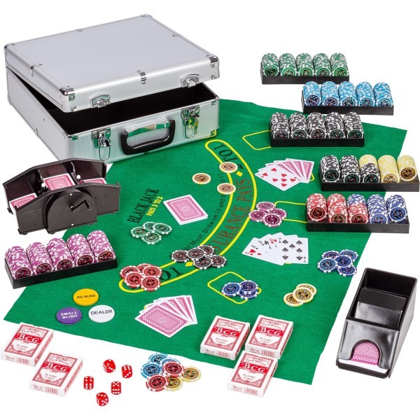GAMES PLANET® - Pokerkoffer Ultimate 600 Chips Kartenmischer
