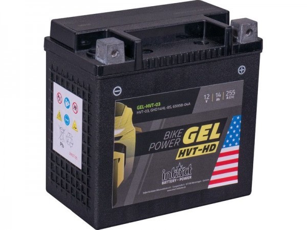 intAct GEL-HVT-03 (GHD14HL-BS), Motorradbatterie 12V 14Ah
