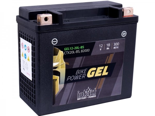 intAct GEL12-20L-BS (YTX20L-BS), Motorradbatterie 12V 18Ah