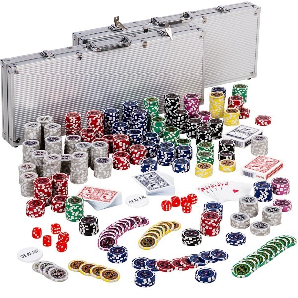 GAMES PLANET® - Poker Set mit 1000 Laser-Chips, Pokerkoffer Aluminium