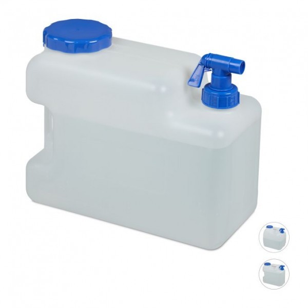 Relaxdays - Wasserkanister mit Hahn, 12 Liter, Blau/Weiss