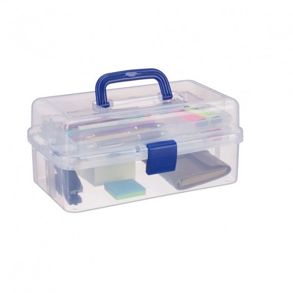 Relaxdays - Transparente Plastikbox, Blau/Transparent