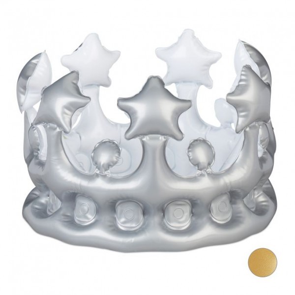 Relaxdays - Aufblasbare Krone, Silber/Weiß