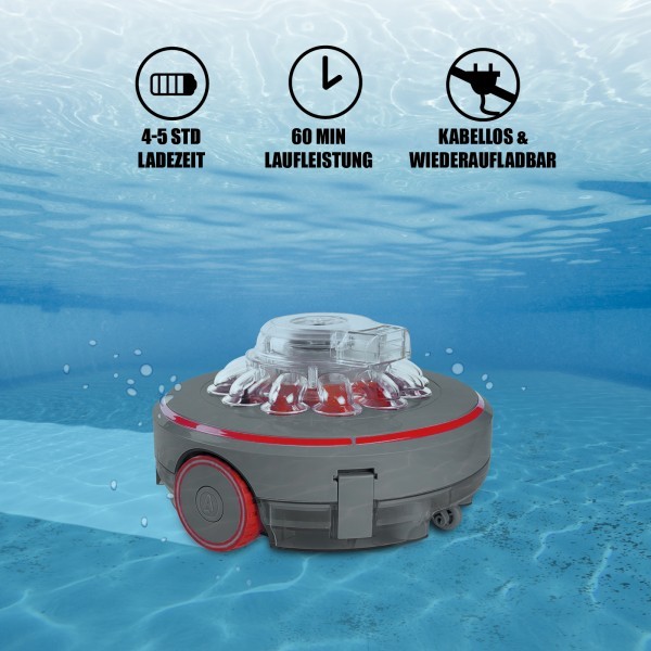 Mauk Pool Reinigungs Roboter Li-Ion bis zu 200 m² rund & kabello