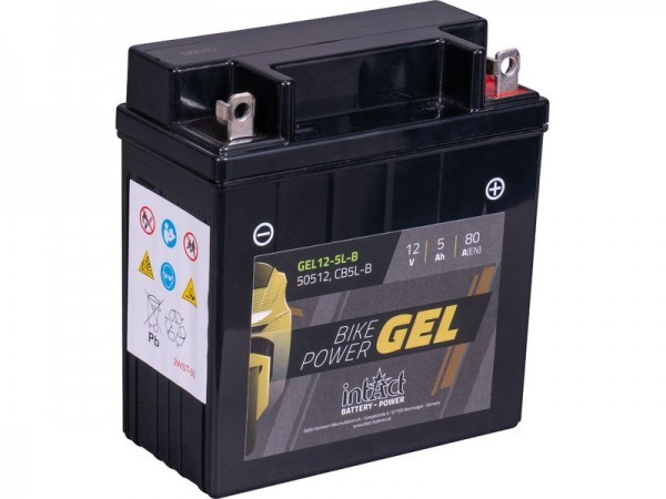 intAct GEL12-5L-B (YBL-B), Gel Motorradbatterie 12V 5Ah