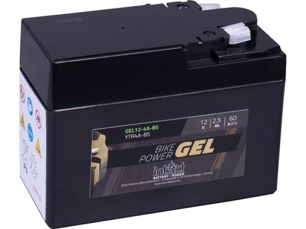 intAct GEL12-4A-BS (YTR4A-BS), Gel Motorradbatterie 12V 2,5 Ah
