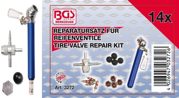 BGS - Reparatursatz für Reifenventile 14-tlg.