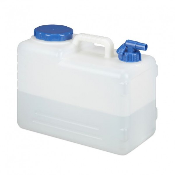 Relaxdays - Wasserkanister mit Hahn, 15 Liter, Blau/Weiß