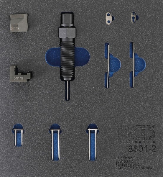 BGS - Werkstattwageneinlage 1/6: Ergänzungssatz für Steuerketten-Nietgerät (Art. 8501) geeignet für 3 mm Kettenbolzen