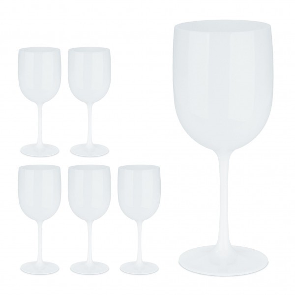 Relaxdays - Weingläser Kunststoff 6er Set Weiß, ca. 22 x 8,5 cm