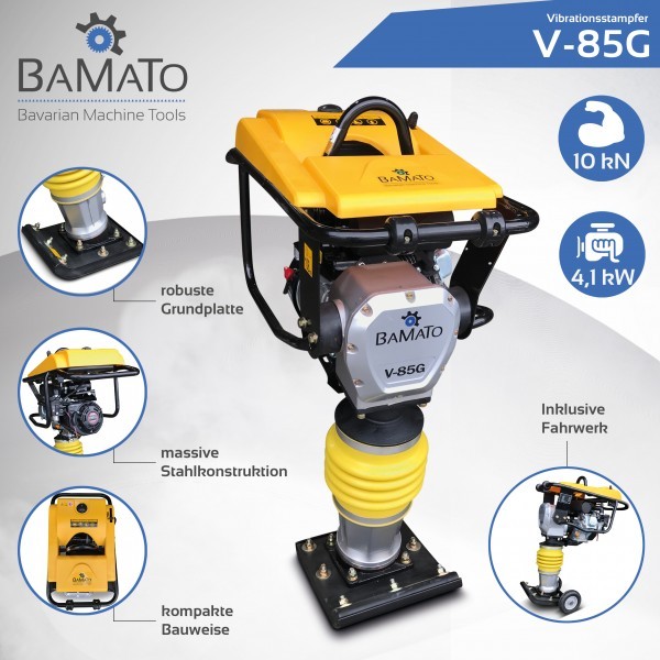 BAMATO - Vibrationsstampfer V-85G mit Fahrwerk