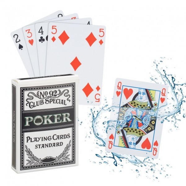 Relaxdays - Wasserfeste Pokerkarten aus Plastik, Rot/Schwarz/Weiß