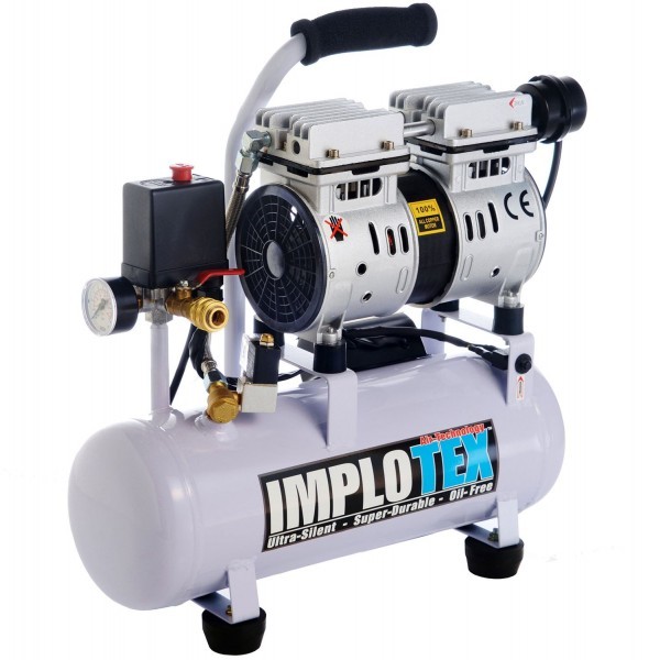 IMPLOTEX - Flüsterkompressor Leisekompressor 89L/min 480W , ölfrei , Druckluftkompressor , Kompressor