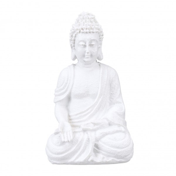 Relaxdays - Weisse Buddha Figur 17,5 cm, Weiss