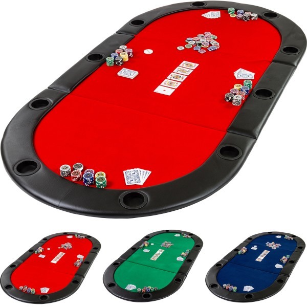 GAMES PLANET® - Pokerauflage Pokertisch klappbar faltbar, Farbe rot