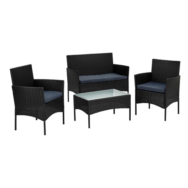 STILISTA® - Lounge Set 4tlg. Polyrattan schwarz