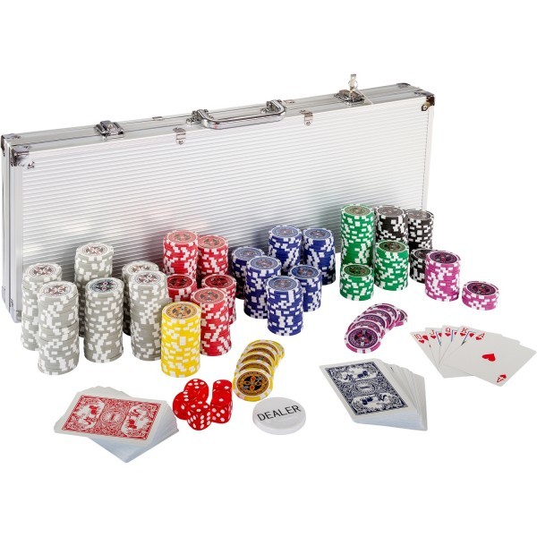 GAMES PLANET® - Pokerkoffer, Pokerset, mit 500 Laserchips, Aluminium