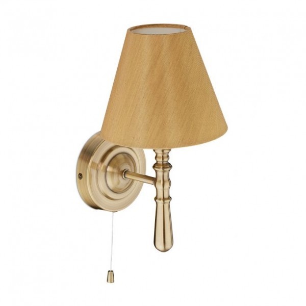 Relaxdays - Wandlampe mit Schirm, Gold/Hellbraun