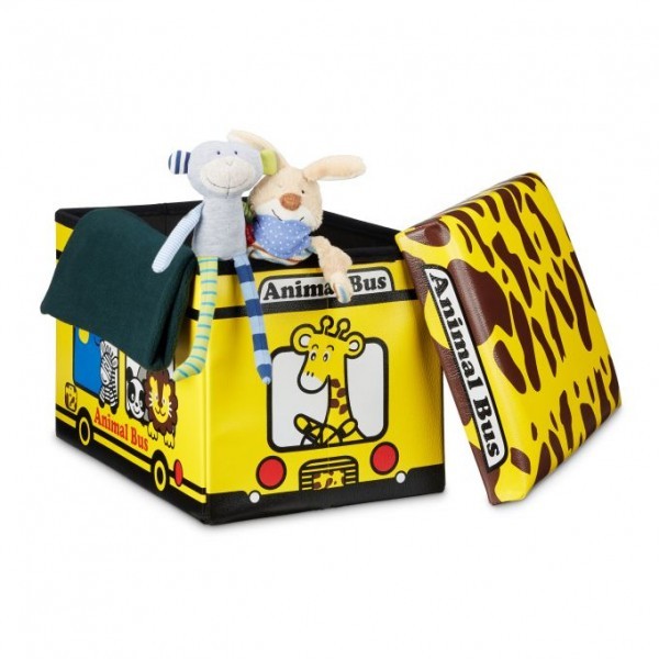 Relaxdays - Faltbare Spielzeugkiste mit Stauraum, Gelb/Schwarz/Weiß