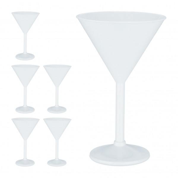 Relaxdays - Martini Gläser Kunststoff 6er Set, ca. 19 x 12 cm, Weiss