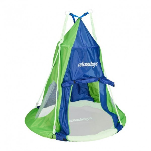 Relaxdays - Zelt für Nestschaukel 110 cm, Blau/Grün