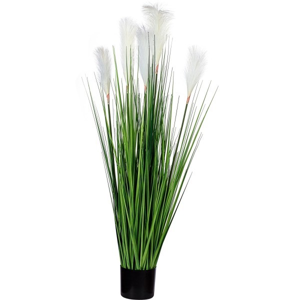 PLANTASIA® - Federgras 120cm, weiße Blume, Kunstpflanze®