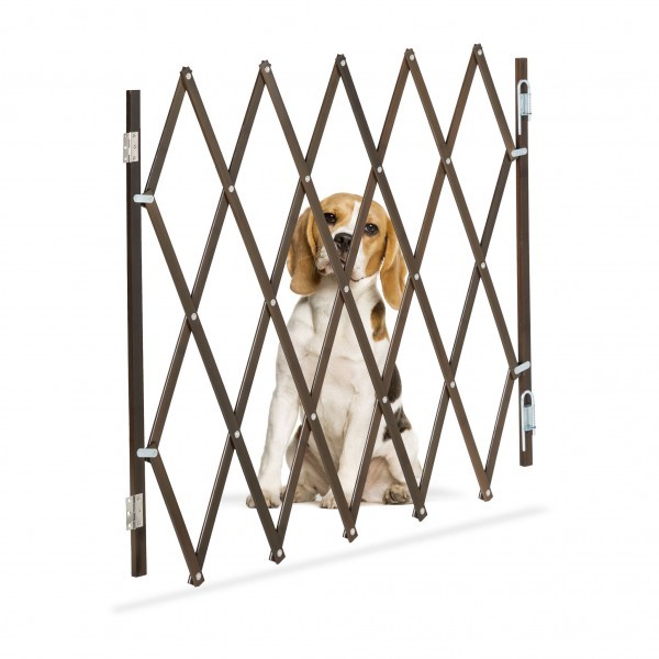 Relaxdays - Ausziehbares Hundeabsperrgitter ,Breite: ca. 17-118 cm , Braun