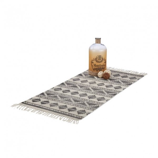 Relaxdays - Teppichläufer Muster in 2 Größen, ca. 70 x 145 cm, Anthrazit/Creme