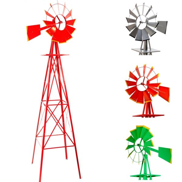 STILISTA® - Gigantisches Windrad 245cm US-Style rot, Windmühle