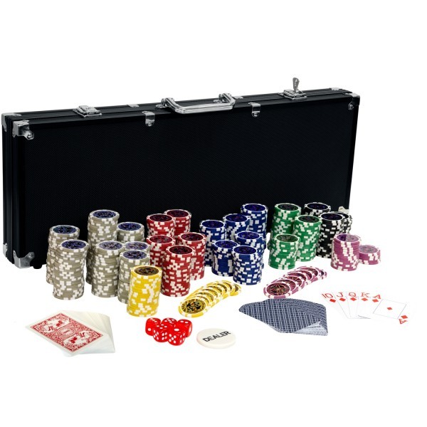 GAMES PLANET® - Pokerkoffer, Pokerset, mit 500 Laserchips, BLACK EDITION