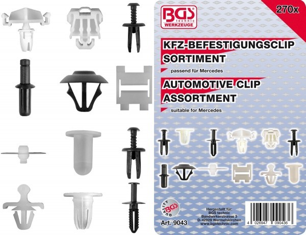 BGS - Kfz-Befestigungsclip-Sortiment für Mercedes-Benz 270-tlg.