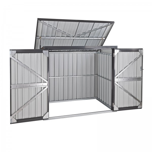 Metall Garten Mülltonnenbox Aufbewahrungsbox Gerätebox Box mit 2 Türen anthrazit