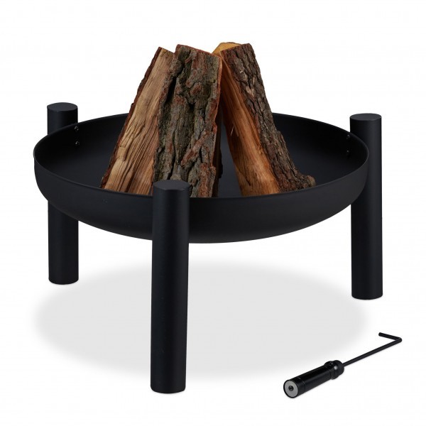 Relaxdays - Feuerschale mit 60 cm Durchmesser, Schwarz