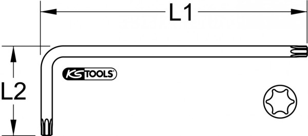 KS Tools - Kugelkopf-Torx-Winkelstiftschlüssel, XL, T80, Gelb