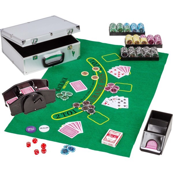 GAMES PLANET® - Pokerkoffer Ultimate 300 Chips Kartenmischer