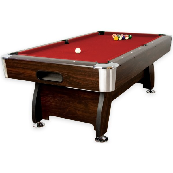 GAMES PLANET® - Billardtisch Premium 8 ft, Farbe braun / rot