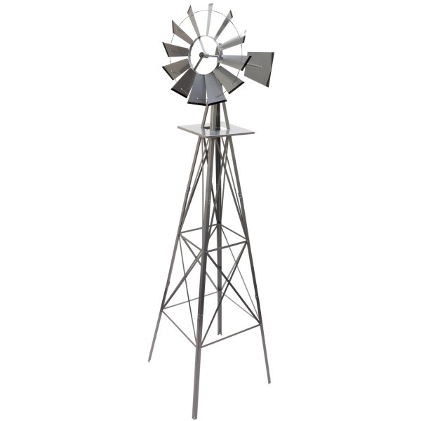 STILISTA® - Gigantisches Windrad 245cm US-Style silbergrau, Windmühle