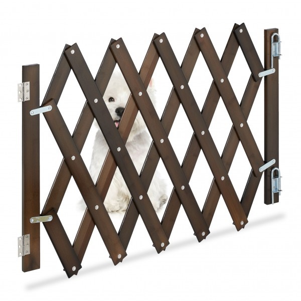 Relaxdays - Ausziehbares Hundeabsperrgitter ,Breite: ca. 34,5 - 108,5 cm , Braun