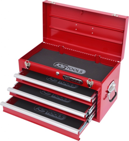 KS Tools - Werkzeugtruhe mit 3 Schubladen-rot, L508xH255xB303mm