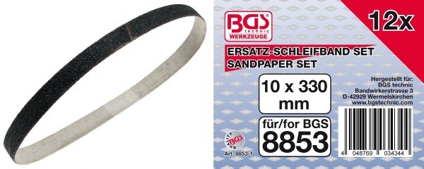 BGS - Schleifband 10 mm x 330 mm 12 Stück für Art. 8853