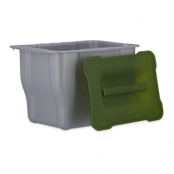 Relaxdays - Abfallbehälter für die Küche, Dunkelgrün/Grau