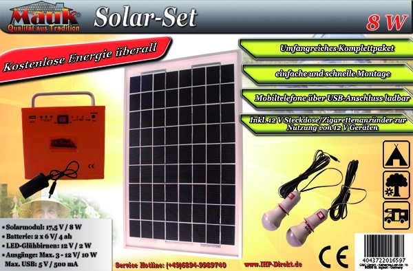Mauk Tragbares Solar Set 8 W