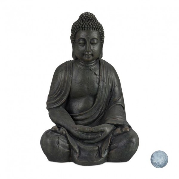 Relaxdays - Buddha Figur 70 cm, Anthrazit